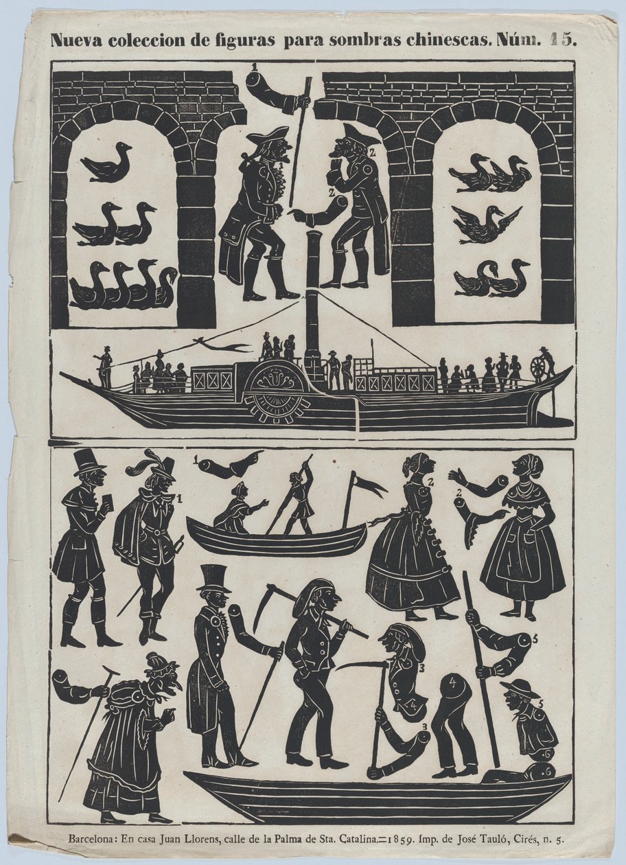 Arkki 15 kiinalaisten varjonukkejen kuvioita, 1859. tekijältä Juan Llorens