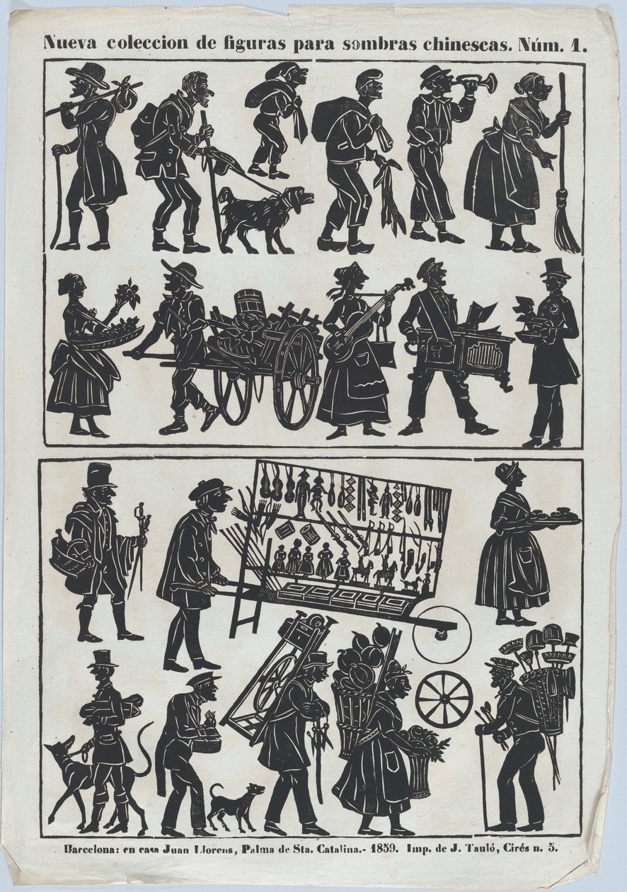 Arkki 1 kiinalaisten varjonukkejen kuvioista, 1859. tekijältä Juan Llorens