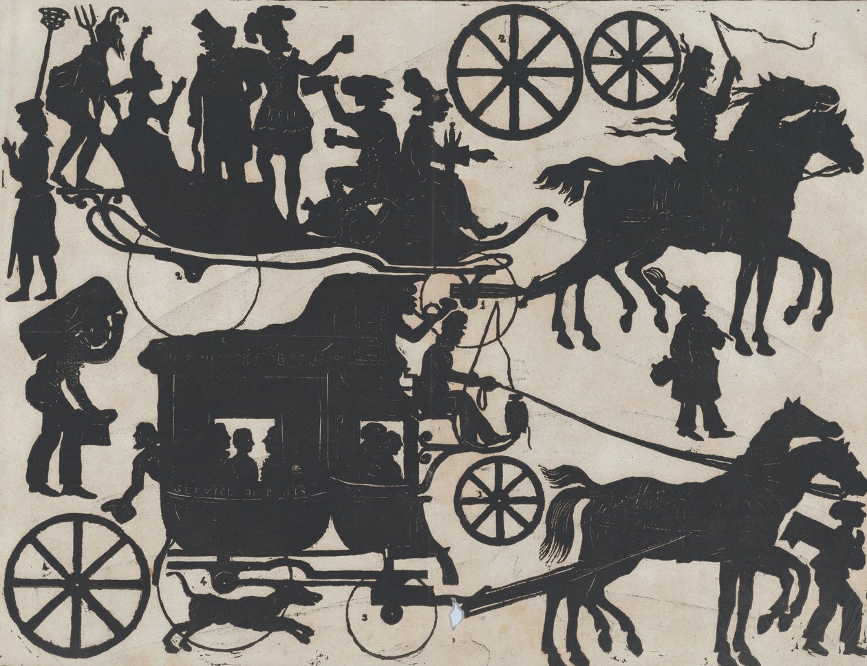 Taulu 5 kiinalaisten varjonukkejen kuvioista, n. 1850-70. tekijältä Juan Llorens