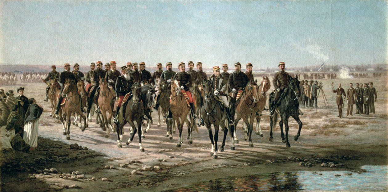 Kenraali Julio Argentino Rocan (1843-1914) ja hänen armeijansa vierailu Negro-joelle (öljy kankaalle) tekijältä Juan Manuel Blanes
