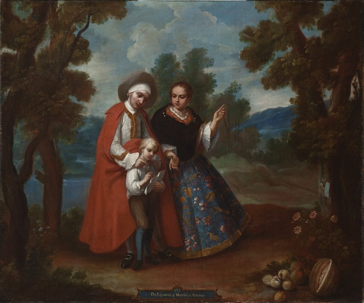 VII. Espanjalaisesta ja Morsikasta, Albino (VII. De español y morisca, albino), n. 1760 tekijältä Juan Patricio Morlete Ruiz