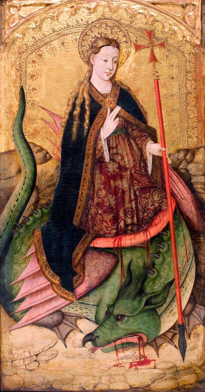 Pyhä Margareta Pisidian Antiokilainen tai Saint Marine"" - Saint Margaret - Juan Rexachin pezinture (aktiivinen 1431-1482) - noin 1455 - Tempera paneelissa - 123x65 - Museu Nacional d
