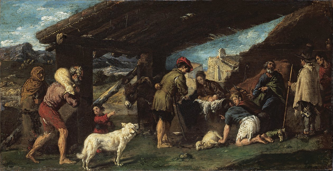 Paimenten palvonta - Juan Ribaltan (1597-1628) maalaus, öljy kuparille, noin 1620 tekijältä Juan Ribalta
