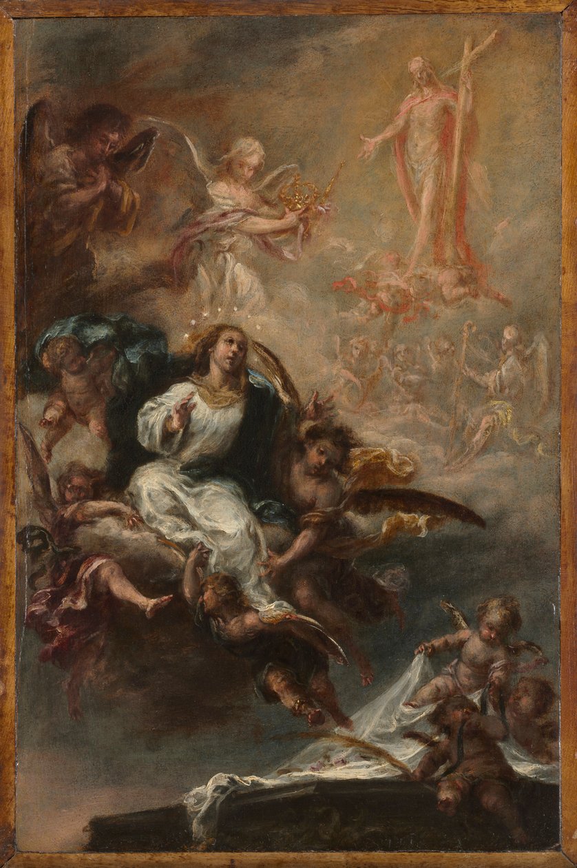 Tutkimus Neitsyen taivaaseenastumista varten San Augustínille, Sevillalle, n. 1670-1672. tekijältä Juan de Valdes Leal