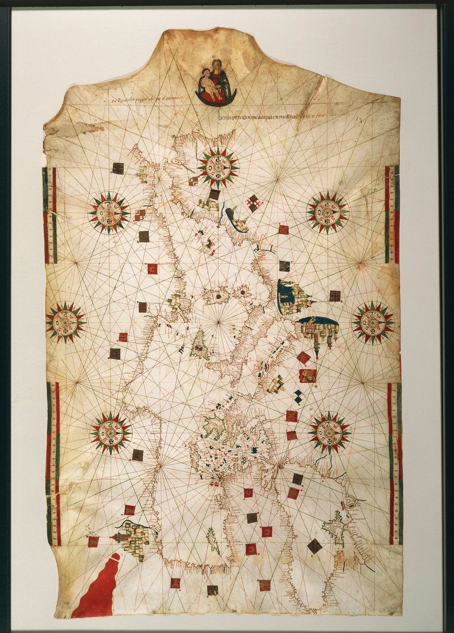 1800-luvun kopio Juan de la Cosan merenkulkuplanisfääristä tekijältä Juan de la Cosa