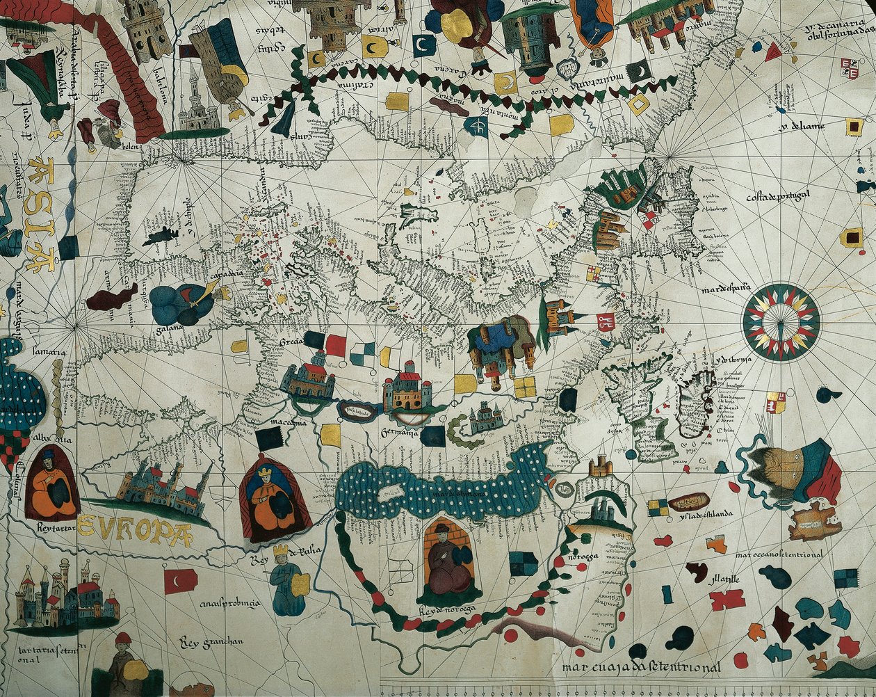 Eurooppa, 1800-luvun kopiosta Juan de la Cosan meriplanisfääristä tekijältä Juan de la Cosa