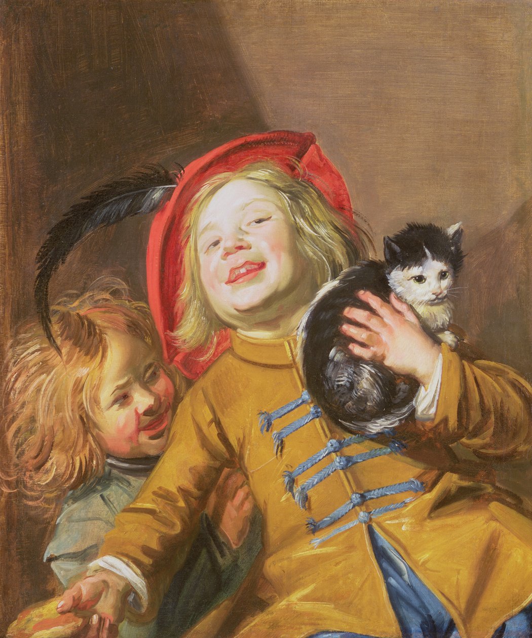 Nauravat lapset kissan kanssa, 1629 tekijältä Judith Leyster