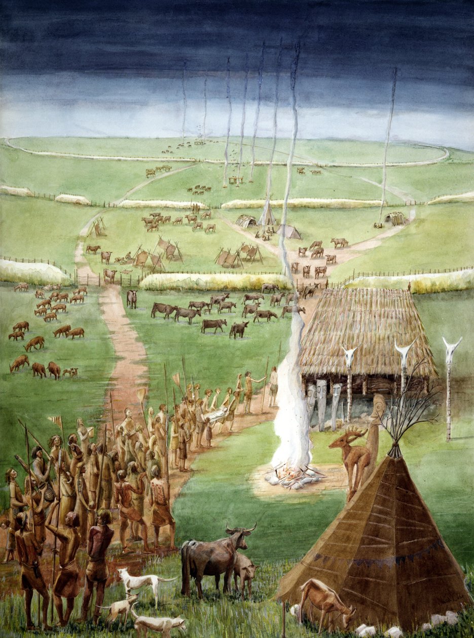 Windmill Hill, Avebury, Wiltshire (vesiväri paperille) tekijältä Judith Dobie