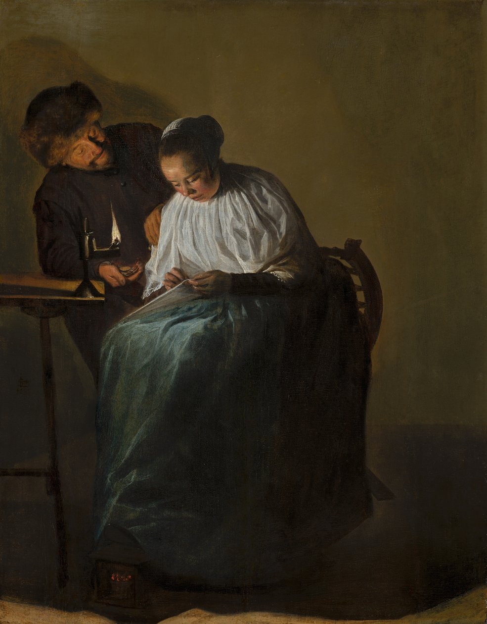 Mies tarjoaa rahaa nuorelle naiselle, 1631 tekijältä Judith Leyster