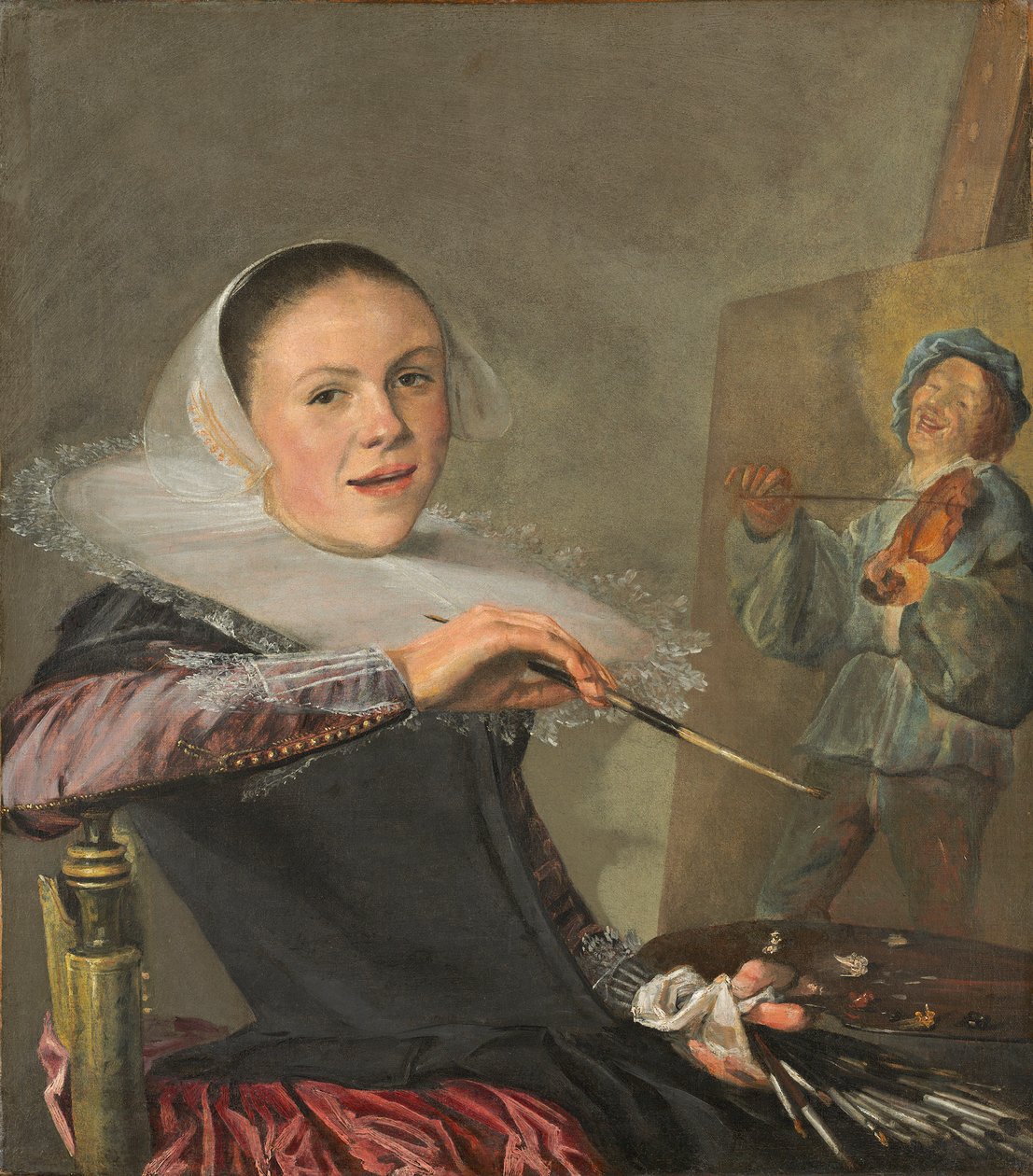 Omakuva, c. 1630 (öljy kankaalle) tekijältä Judith Leyster