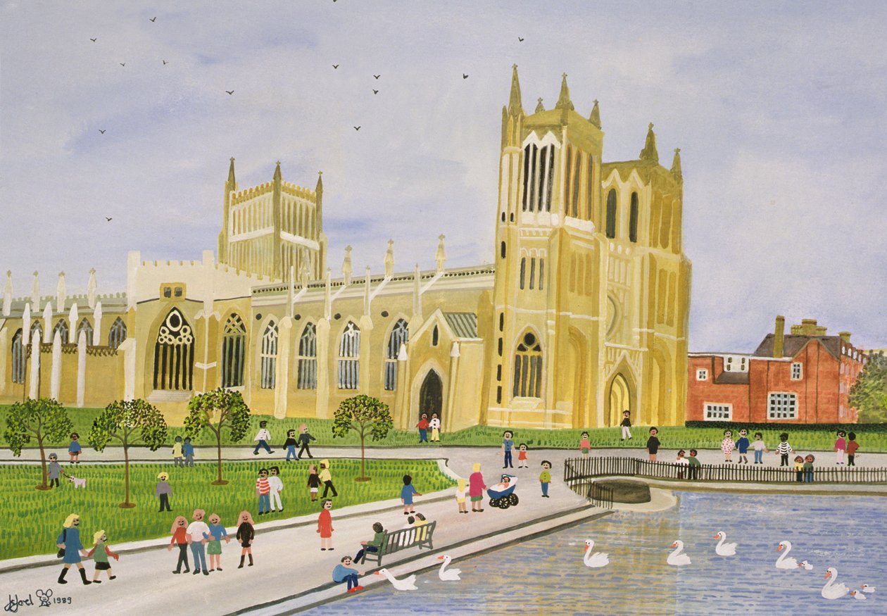 Bristolin katedraali ja College Green, 1989 tekijältä Judy Joel