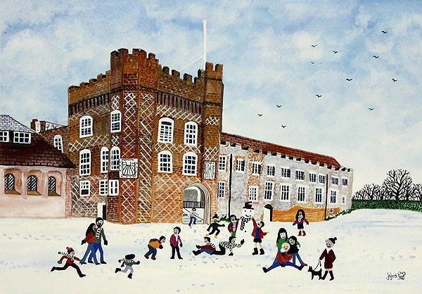 Farnham Castle, Surrey (akvarelli paperille) tekijältä Judy Joel