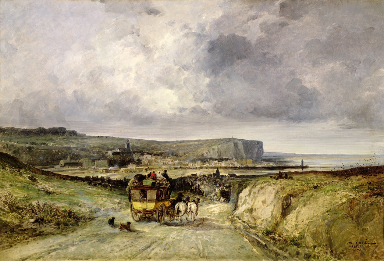 Stagecoachin saapuminen Treportiin, 1878 tekijältä Jules Achille Noel