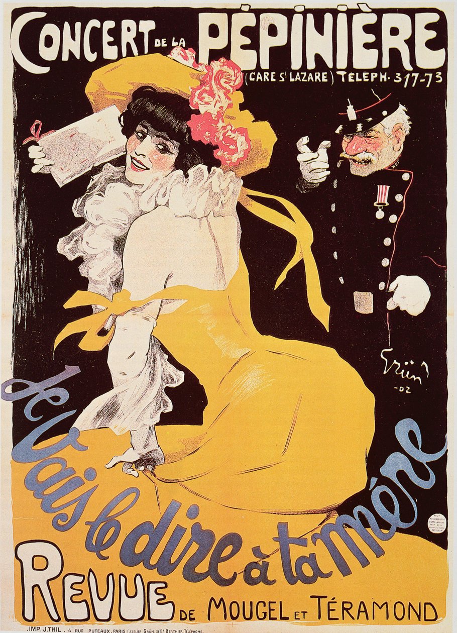 Concert de la Pepiniere -juliste, 1902 tekijältä Jules Alexandre Gruen or Grun