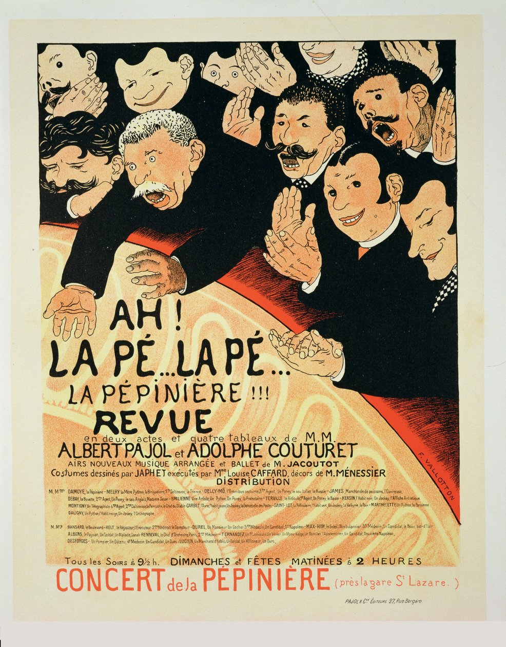 Jäljennös julisteesta, jossa mainostetaan "Chauffons, Chauffons", Pepiniere-konsertti, 1898 tekijältä Jules Alexandre Gruen or Grun