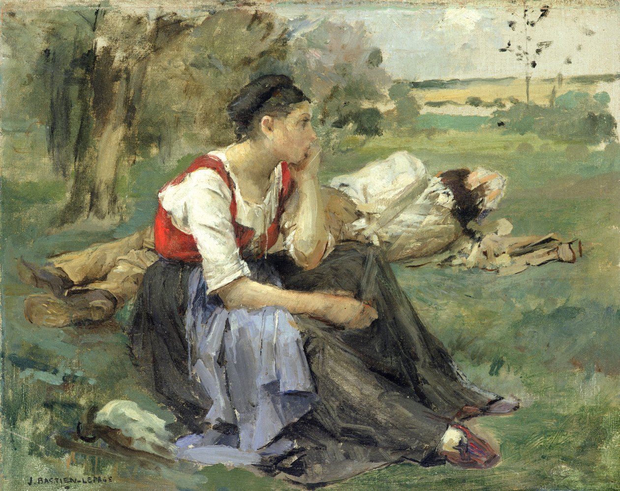 Lepäävät talonpojat, 1877 tekijältä Jules Bastien Lepage