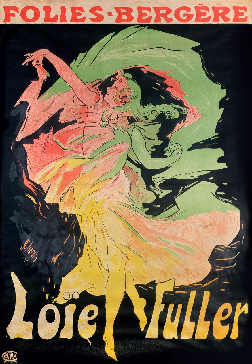Folies Bergere: Loie Fuller, Ranska, 1897 tekijältä Jules Cheret