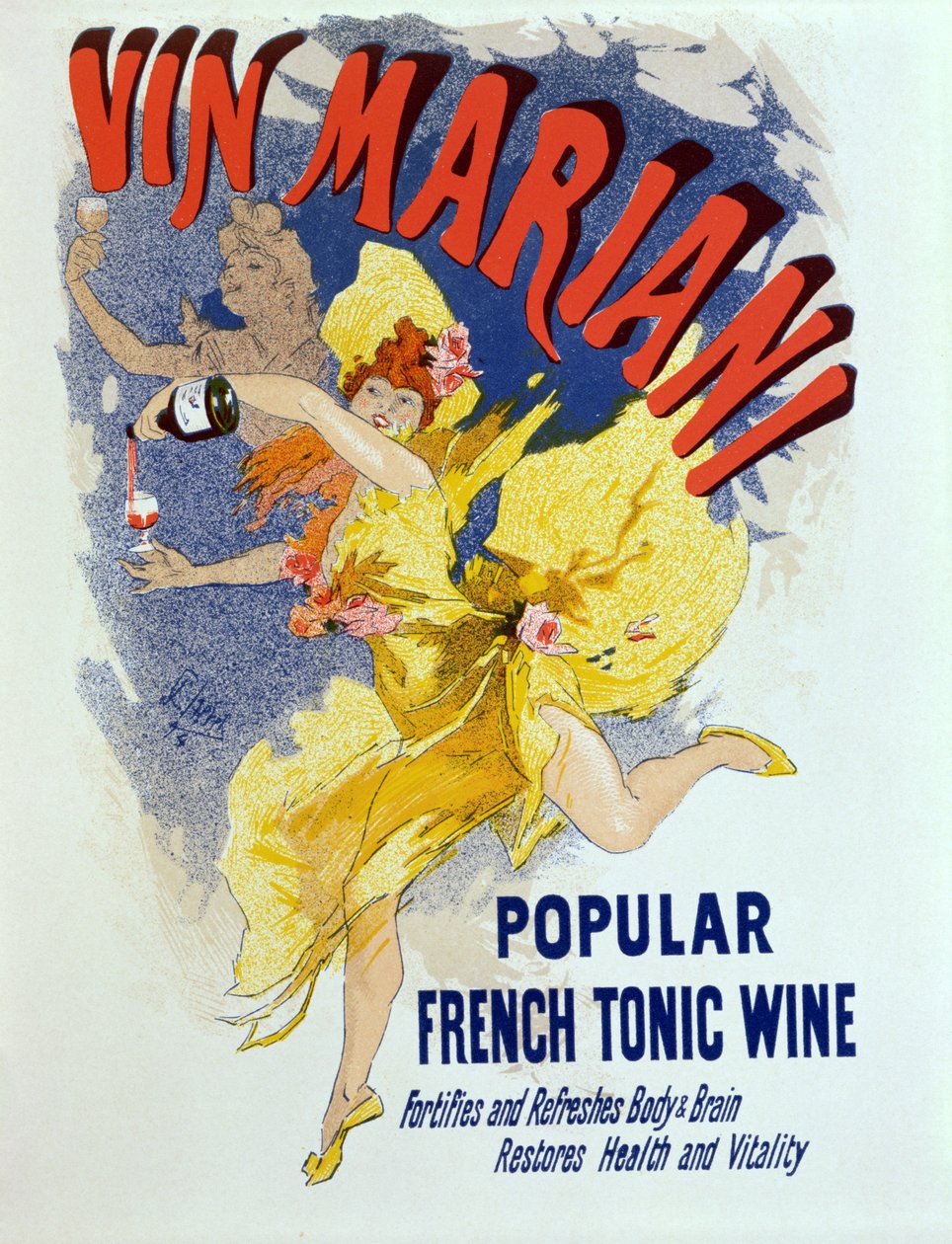 Julisteet, joissa mainostetaan "Mariani Wine", suosittu ranskalainen tonic-viini, 1894 tekijältä Jules Cheret