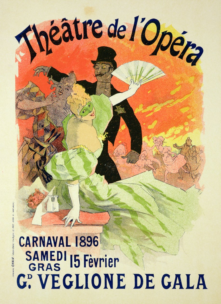Jäljennös julisteesta, joka mainostaa vuoden 1896 karnevaalia Theater de l