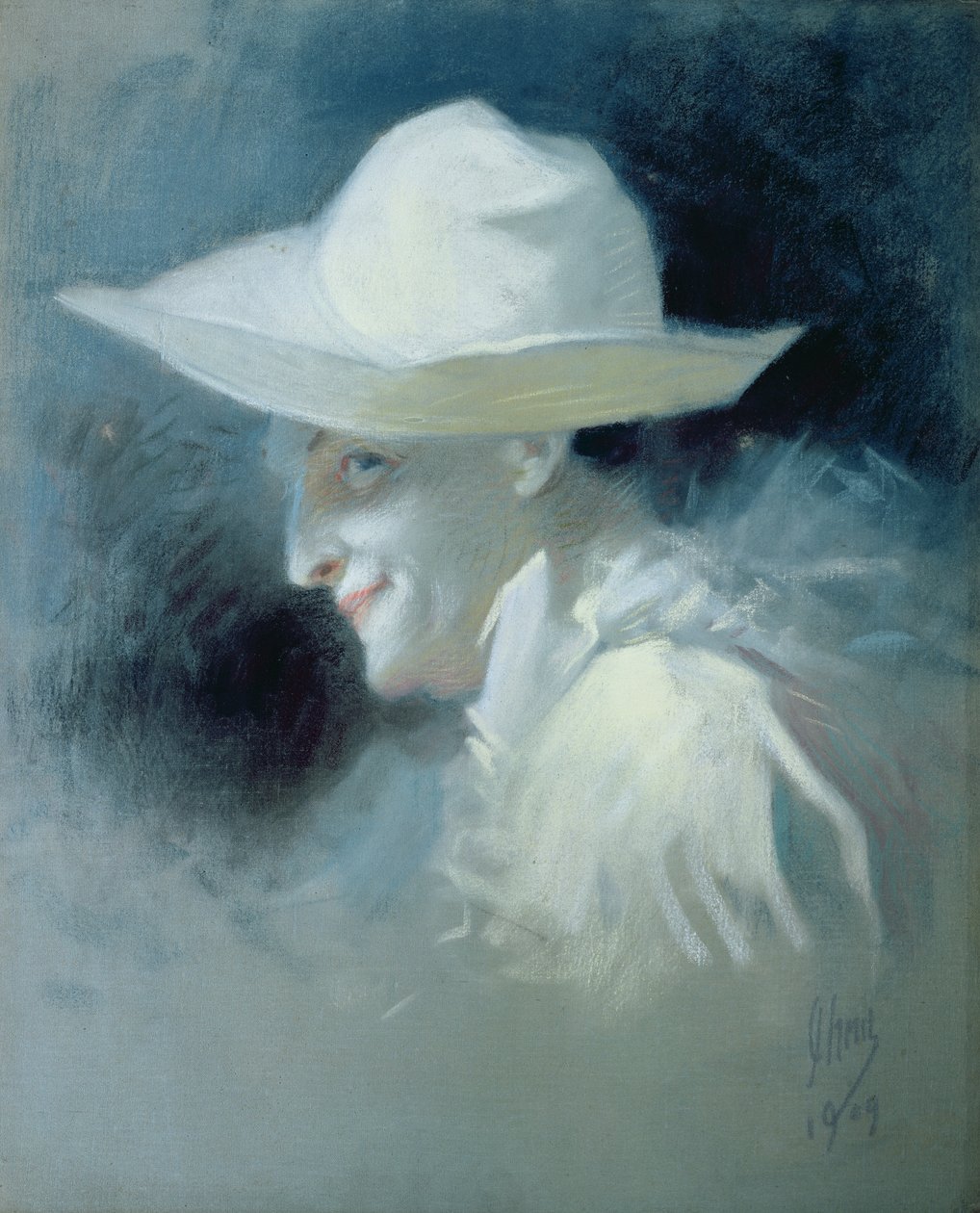 Miimitaiteilija Georges Wague Pierrotina, 1909 tekijältä Jules Cheret
