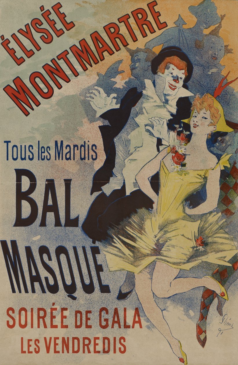 Élysée Montmartre: Tammikuu 18, 1891 (värilitografia paperille). tekijältä Jules Cheret