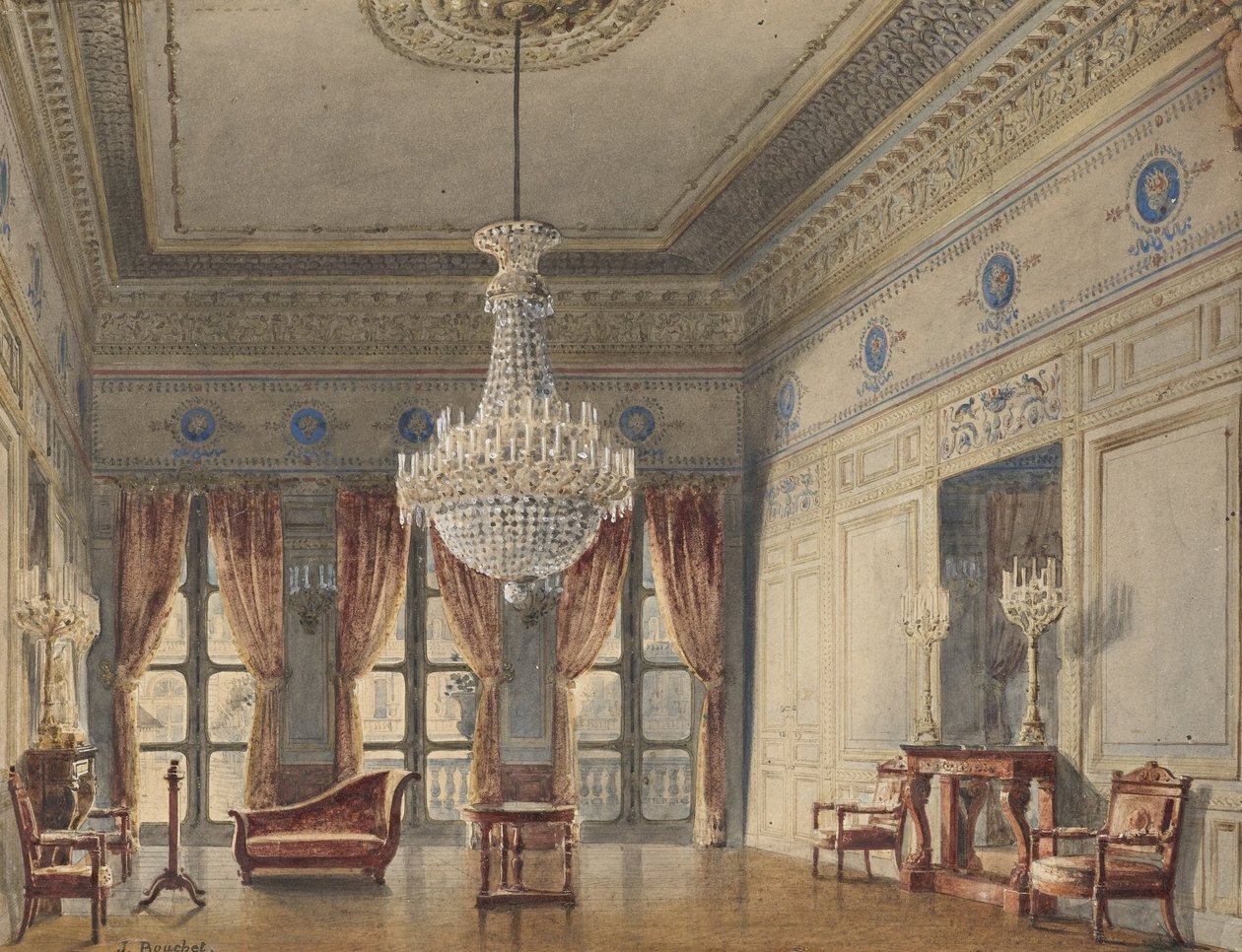 Salonki Montpensier -siivessä, Palais Royal tekijältä Jules Frédéric Bouchet
