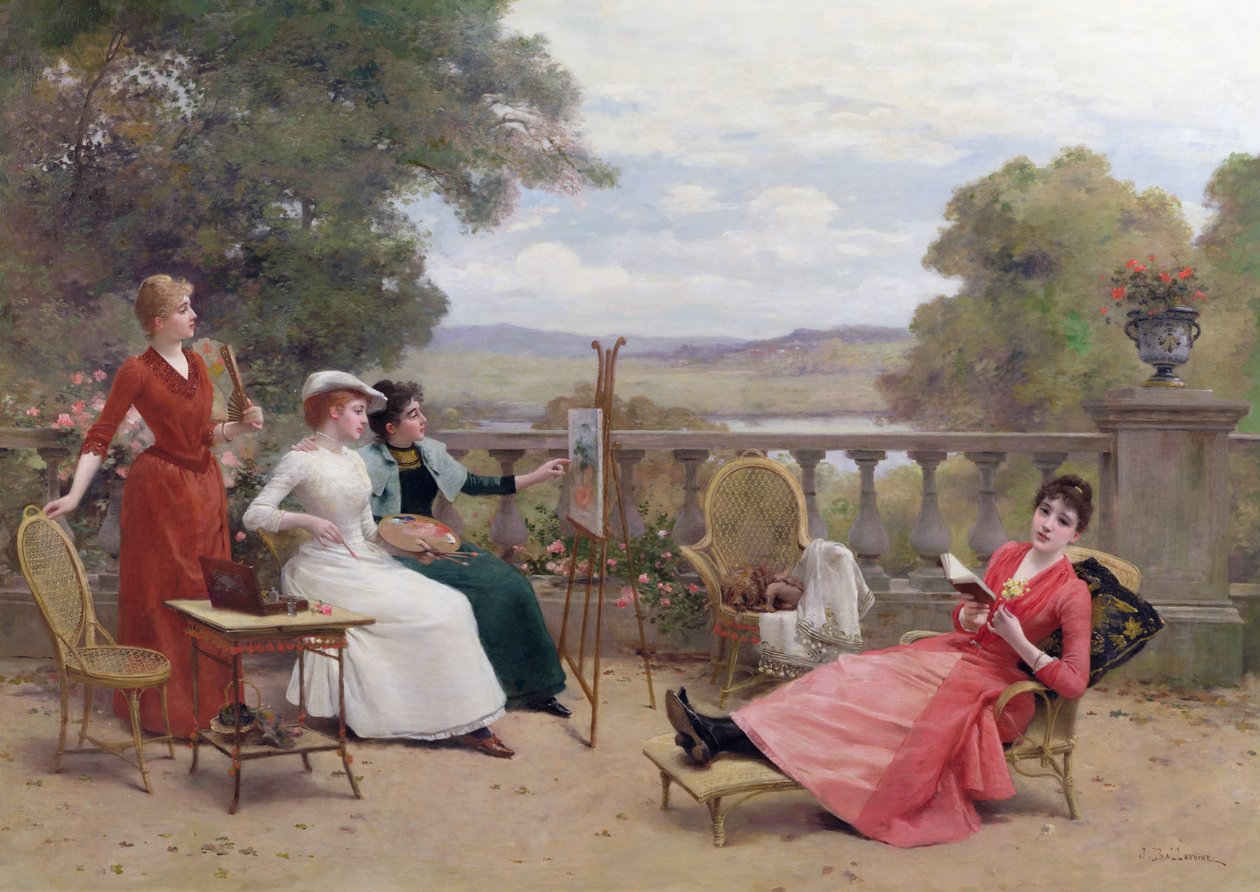 Maalaus terassilla tekijältä Jules Frederic Ballavoine