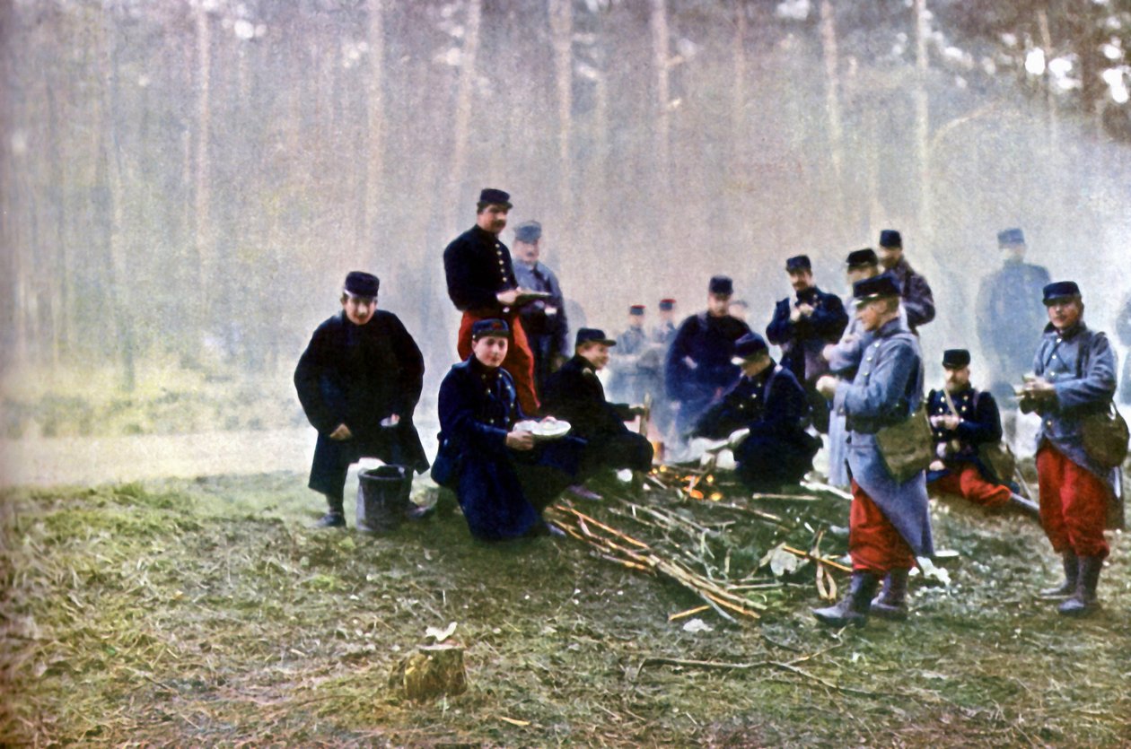 Ranskalaiset sotilaat, Marne, syyskuu 1914 (autokromi) tekijältä Jules Gervais Courtellemont