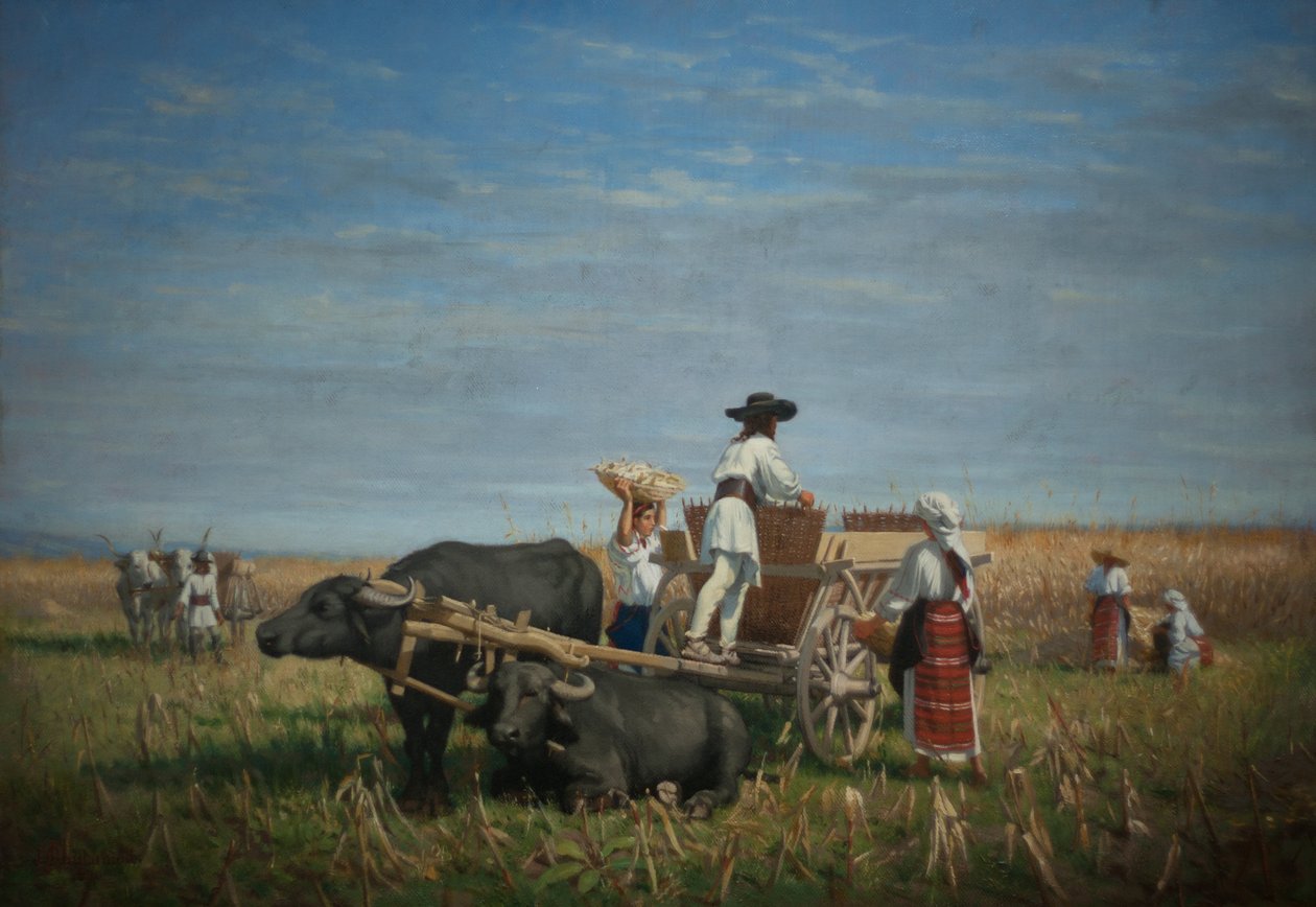 Récolte de maïs ja Transylvanie tekijältä Jules Jacques Jacot Guillarmod