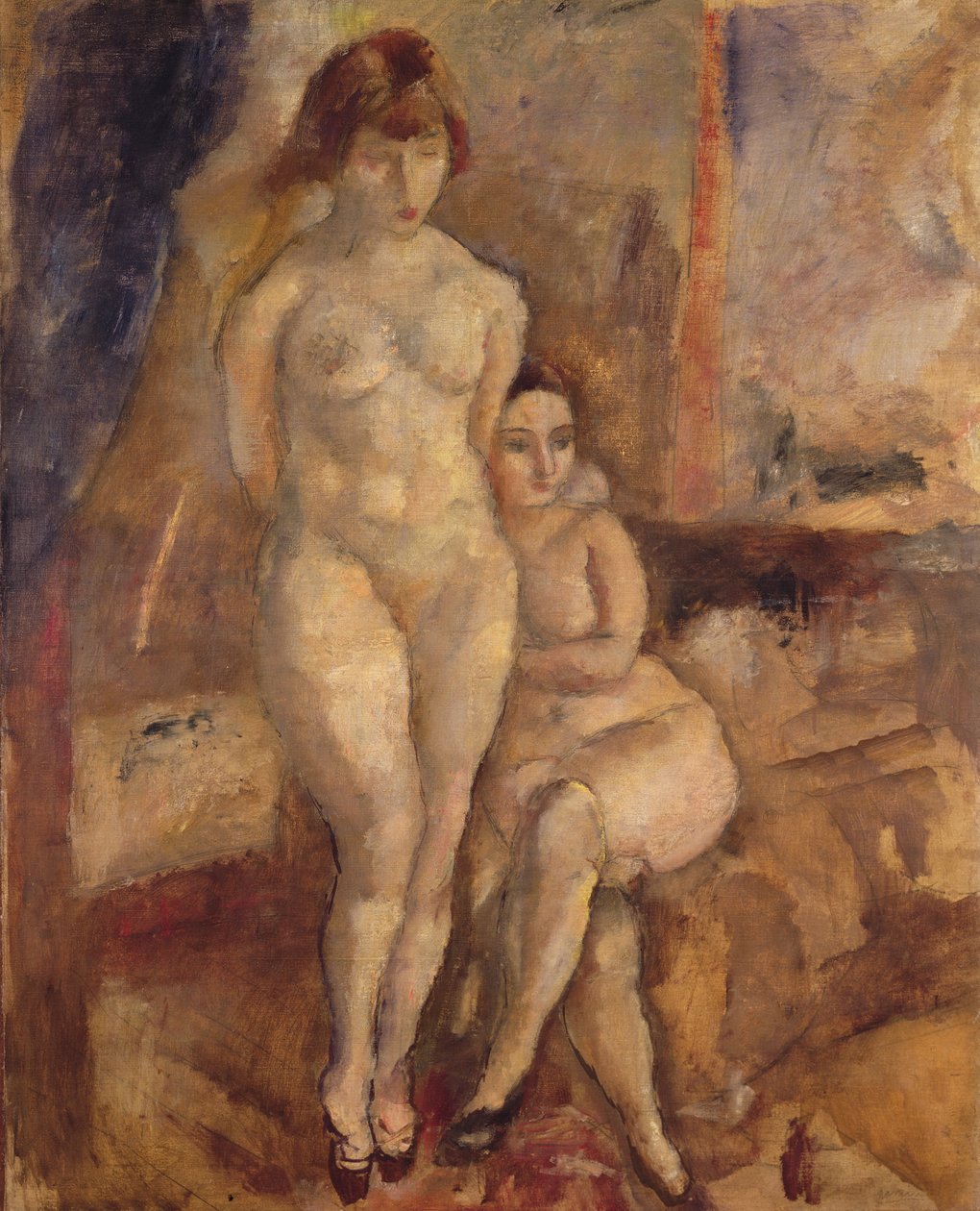 Kaksi mallia, n. 1928 tekijältä Jules Pascin