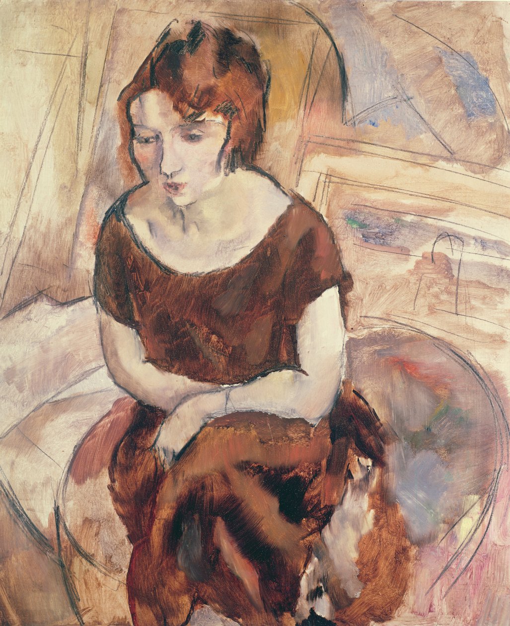 Nuori nainen, 1925 (öljy kartongille) tekijältä Jules Pascin