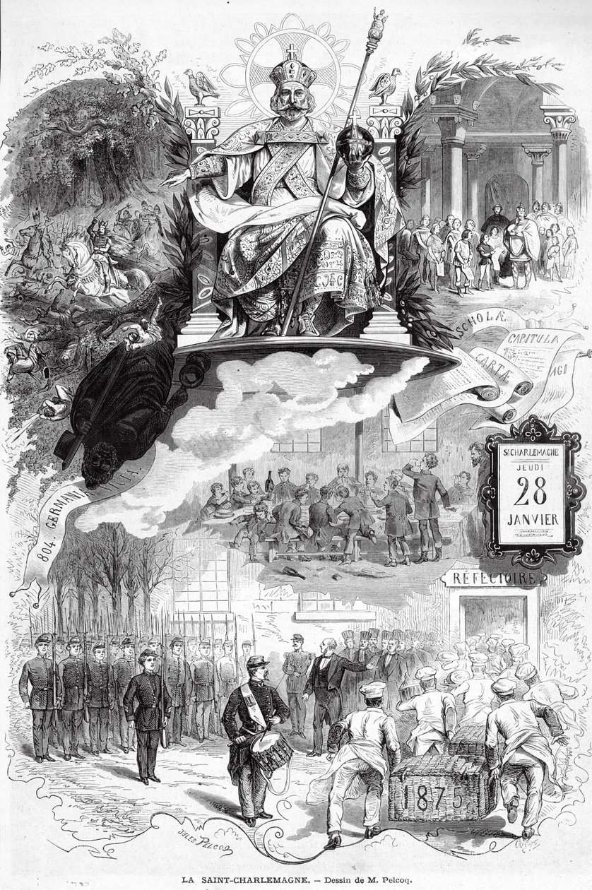 "La Saint-Charlemagne", kuvitus "Le Monde Illustrelle", 30. tammikuuta 1875 tekijältä Jules Pelcoq