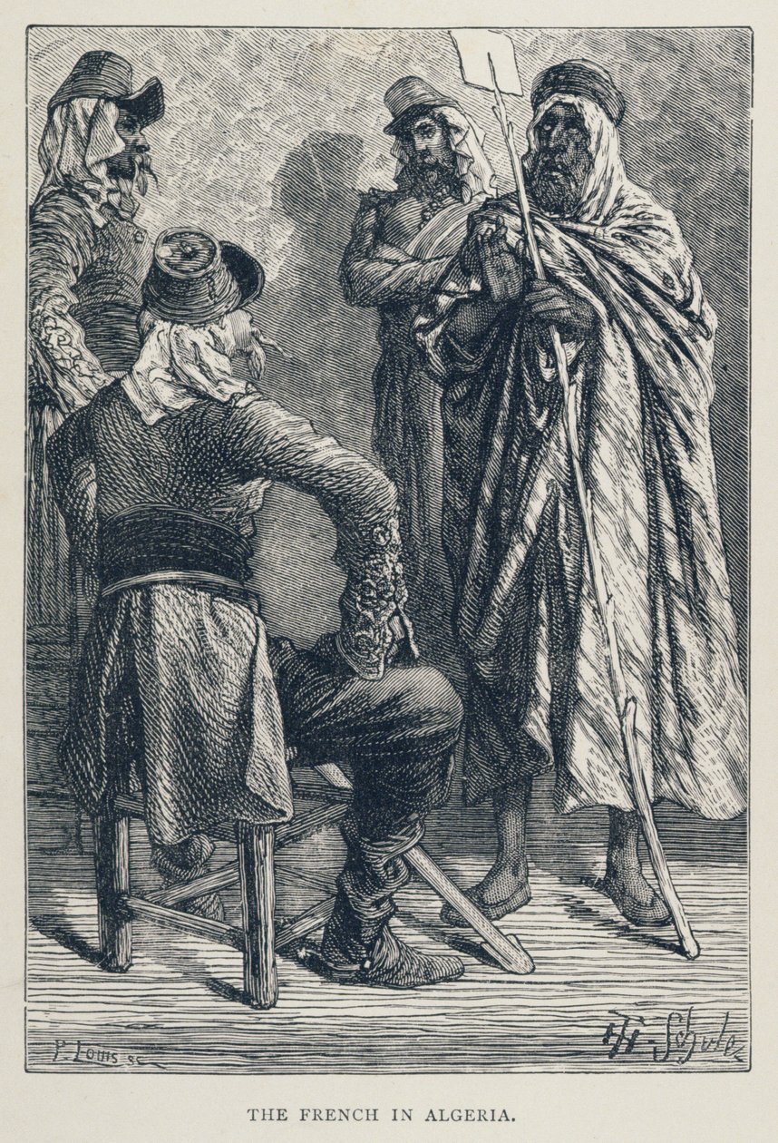 Ranskalaiset Algeriassa, kaiverrus P. Louis (1800-luku), "Ranskan historiasta", Emile de Bonnechose, julkaisija Ward, Lock and Co, Lontoo tekijältä Jules Theophile Schuler