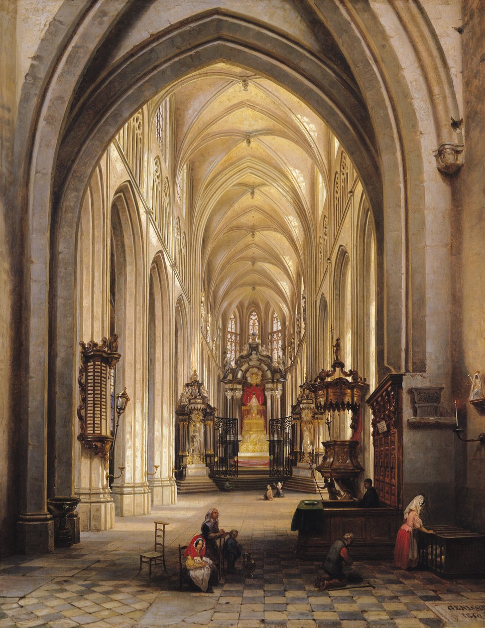 Kirkon sisustus, 1840 tekijältä Jules Victor Genisson