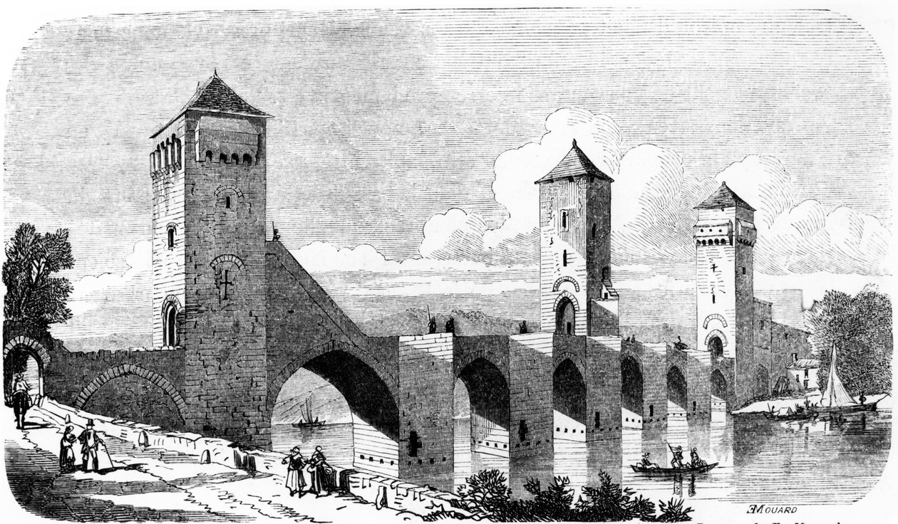 Pont Valentré, Cahors, Ranska tekijältä Jules de Verneilh-Puyraseau