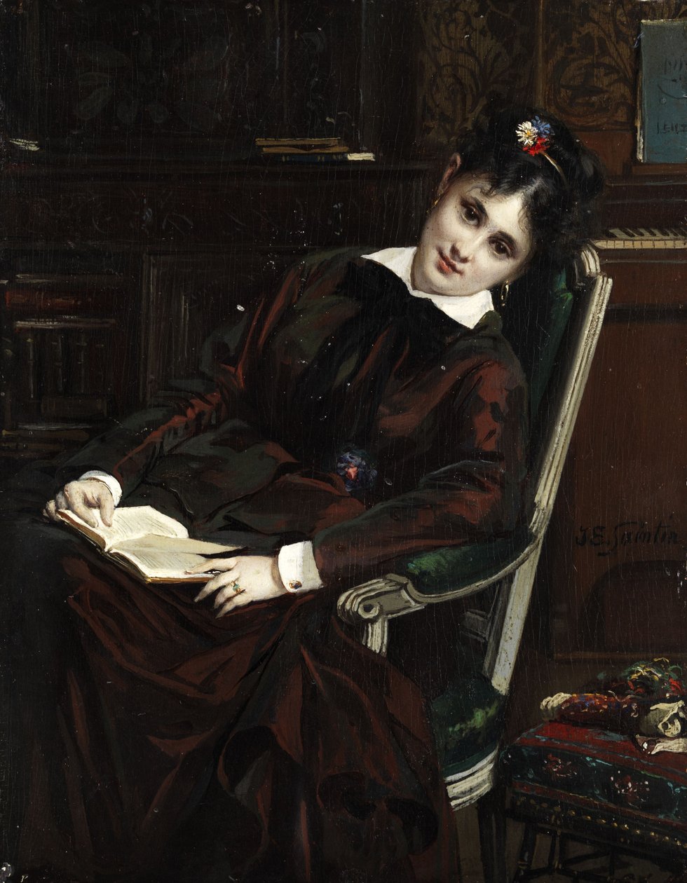 Junge Frau bei der Lektüre tekijältä Jules Emile Saintin
