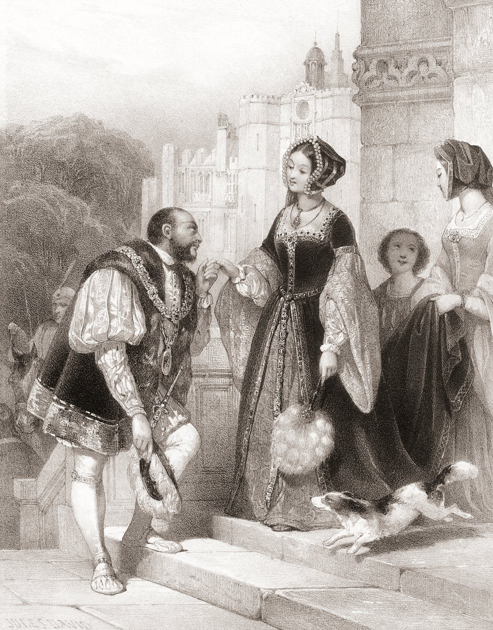 Englannin kuningas Henrik VIII Anne Boleynin kanssa tekijältä Jules (after) David