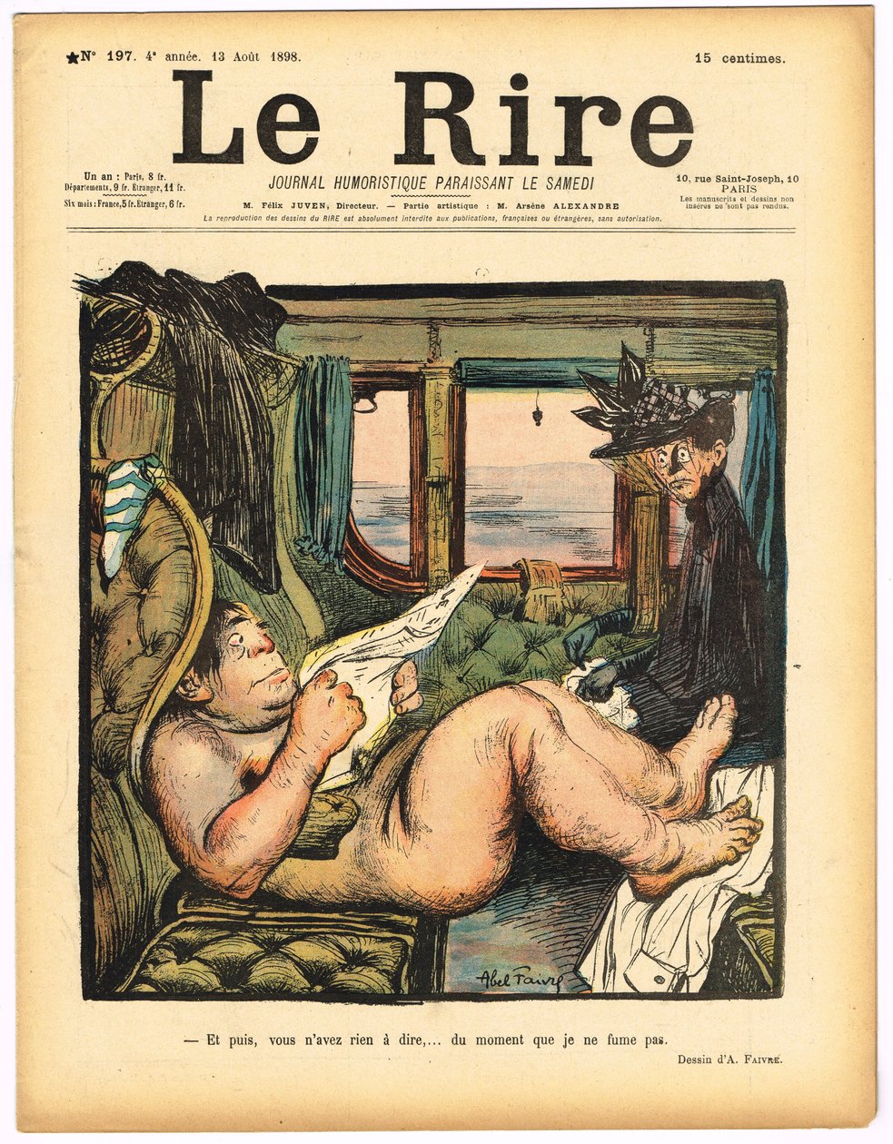 Kansi kappaleesta "" The Laughter", Satiirinen väreissä tekijältä Jules Abel Faivre