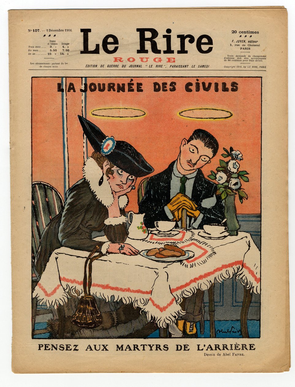 Kansi "" The Red Laughter", satiirinen väreissä tekijältä Jules Abel Faivre