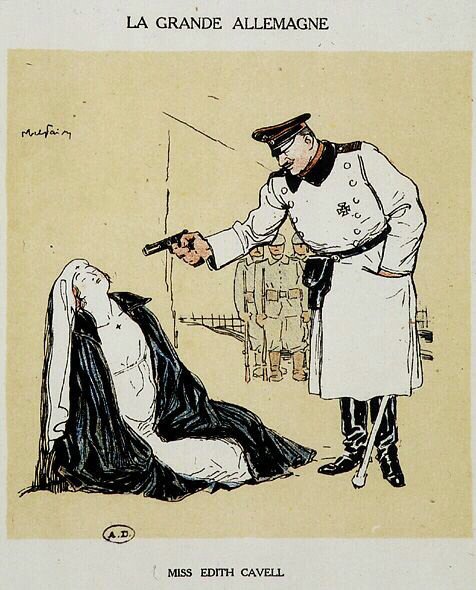 Saksalaisten teloittama neiti Edith Cavell, kuvan Abel Faivre (1864-1945). tekijältä Jules Abel Faivre