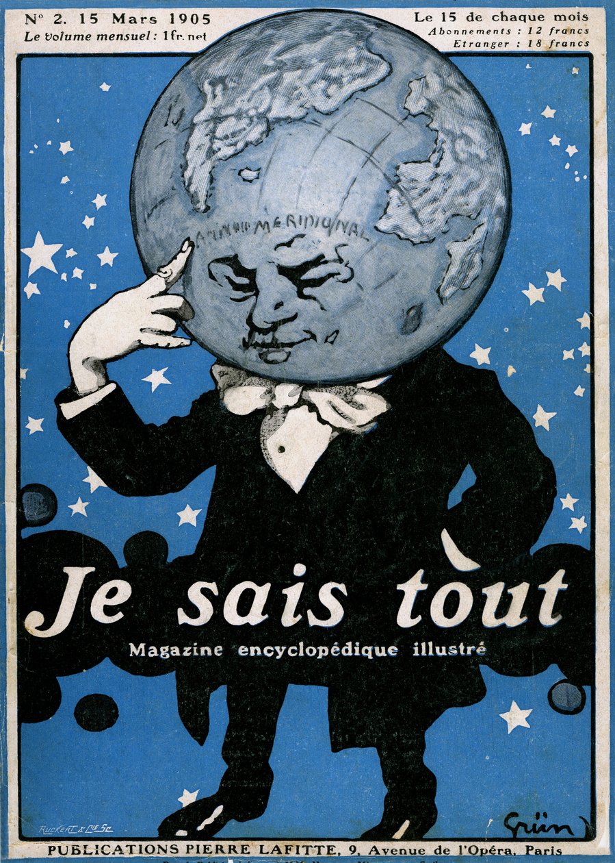 Kuuluisan tietosanakirjalehden “Je sais tout” kansi nro 2, 15. maaliskuuta 1905 tekijältä Jules Alexandre Gruen or Grun