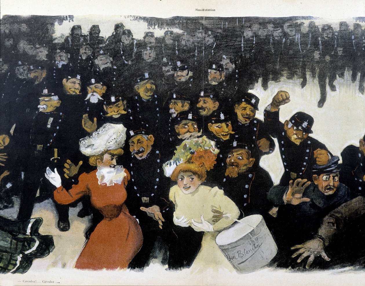 Mielenosoitus noin 1901 - piirustus GR¿N:stä tekijältä Jules Alexandre Gruen or Grun