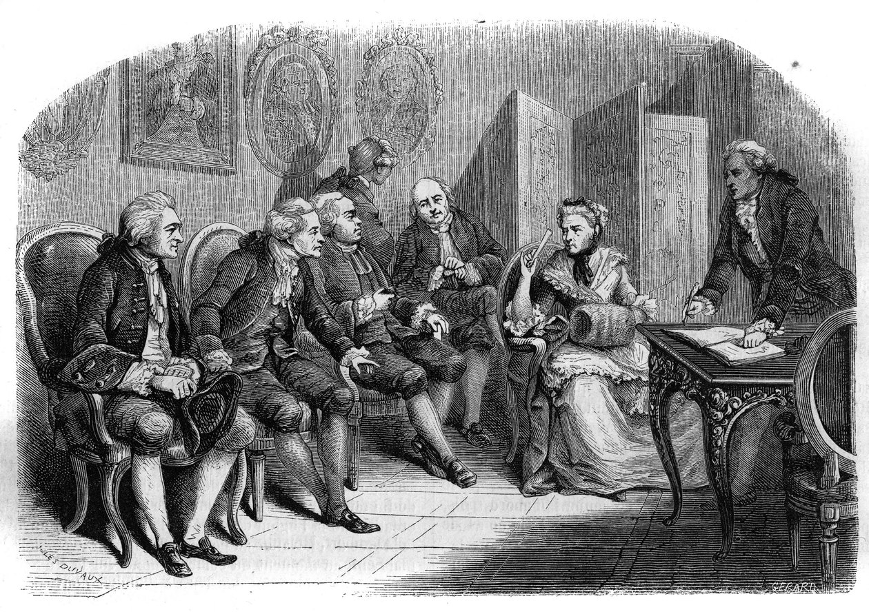 Marie Anne Doubletin (Doublet de Persian) kirjallinen salonki tekijältä Jules Antoine (after) Duvaux