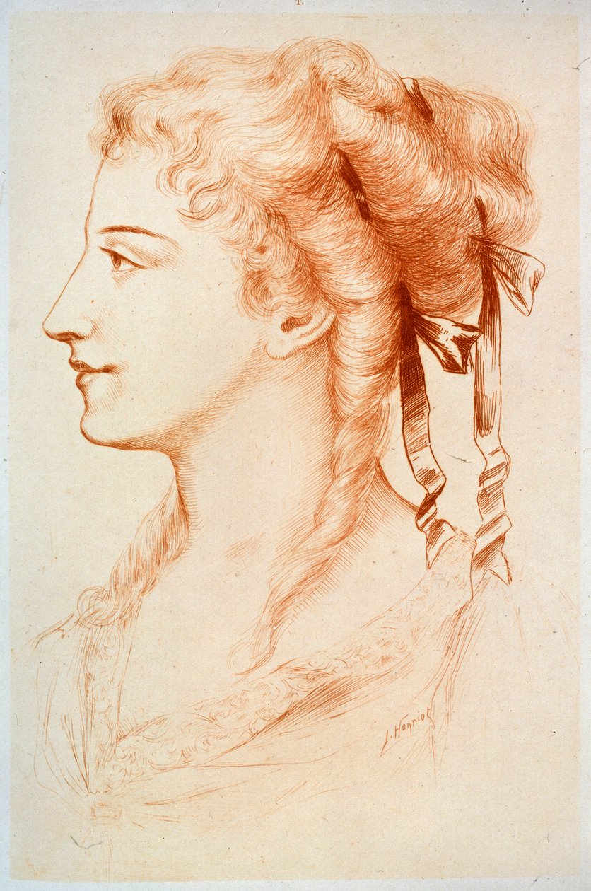 Nuoren naisen muotokuva, 1800-luku. tekijältä Jules Armand Hanriot