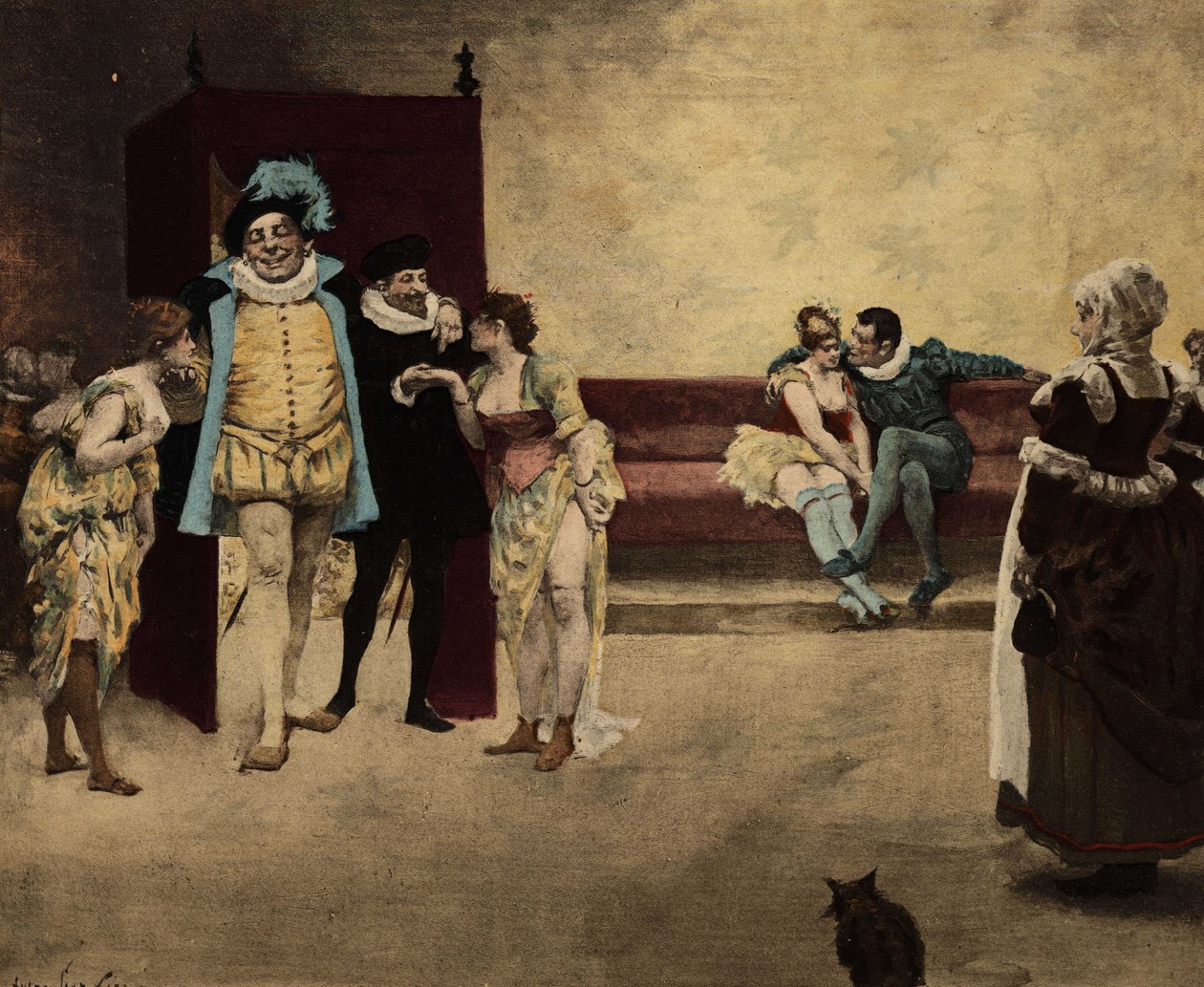 Gargantua prostituoitujen kanssa. Gargantua. Kuvitus: Jules Garnier. Teoksessa "Rabelais ja Jules Garnierin teokset". tekijältä Jules Arsene Garnier