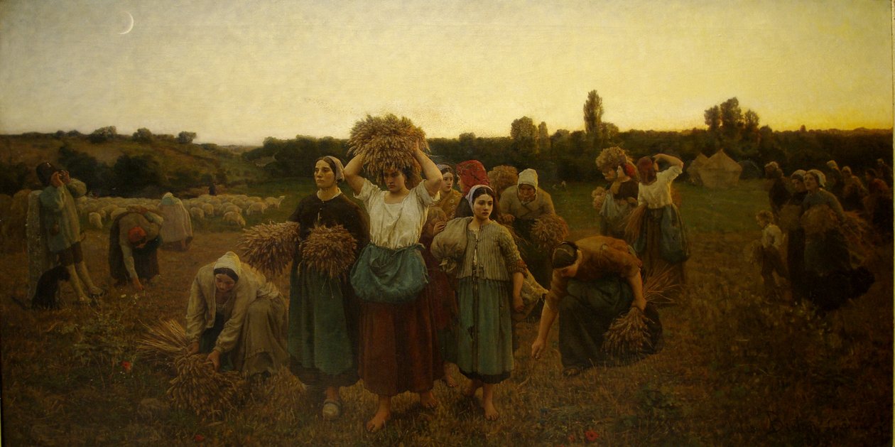 Ranskalainen:  Le Rappel de glaneuses Glaneersin kutsuminen paikalle tekijältä Jules Breton