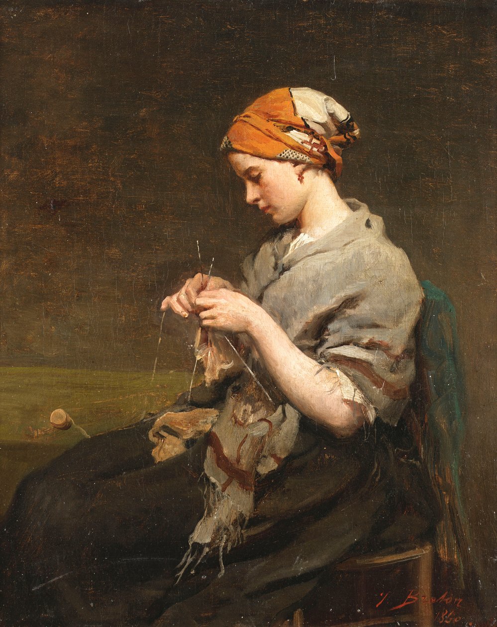 Jeune fille trikoo tekijältä Jules Breton