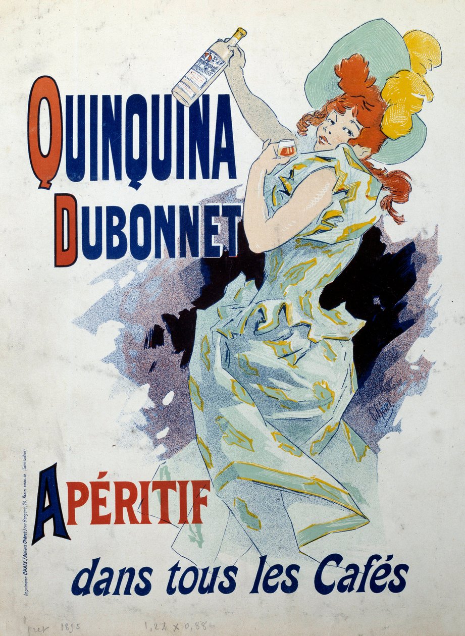 Jules Cheretin (1836-1932) mainosjuliste Quinquina Dubonnet -aperitiiville. 1895 Pariisi, koristetaide tekijältä Jules Cheret