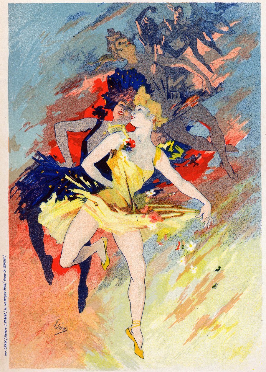 Taide. Viihde. Tanssi. Allegoria Jules Cheret, Ranska, n. 1890 (juliste) tekijältä Jules Cheret