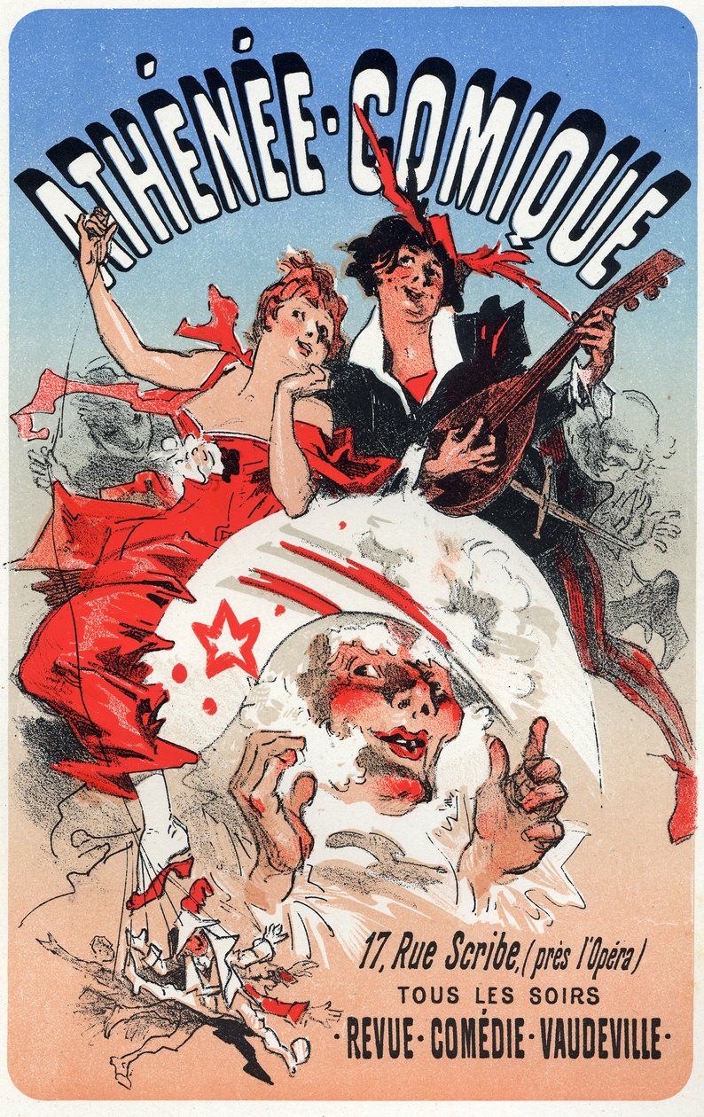 Viihde. Athenee Comique, teatteri Pariisissa. Jules Cheret, Ranska, n. 1870-80 (juliste) tekijältä Jules Cheret